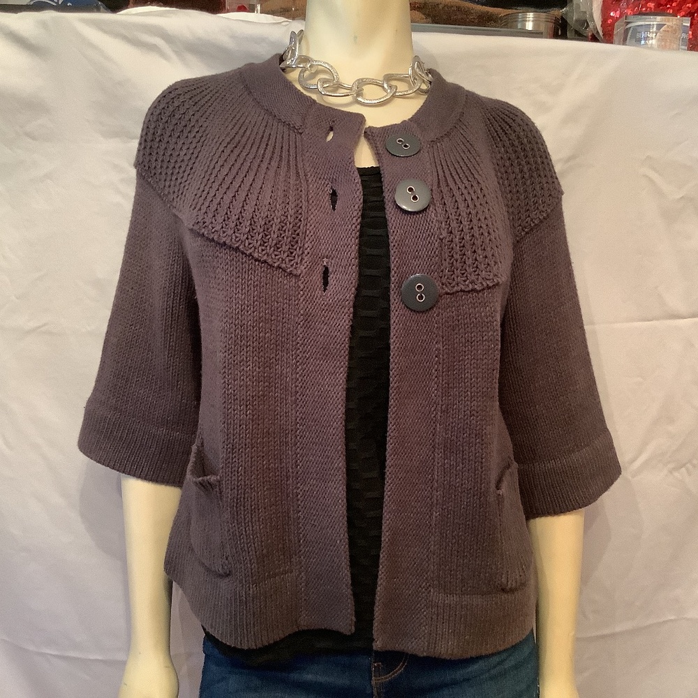 Apt. 9 ❤️3/4 length dark gray sweater front pockets and open front